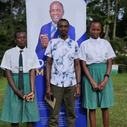 Scholarship students with a BintiCare staff member