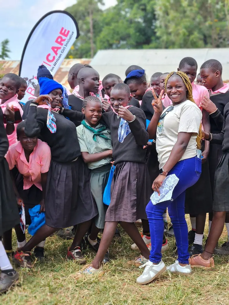 Learners gathered for a pad distribution day